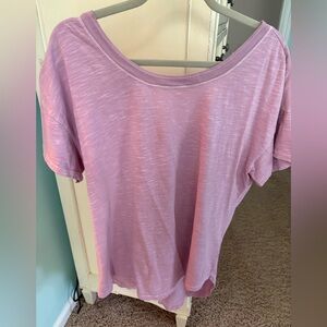 Pilcro Pink and Purple Relaxed Short Sleeve Tee